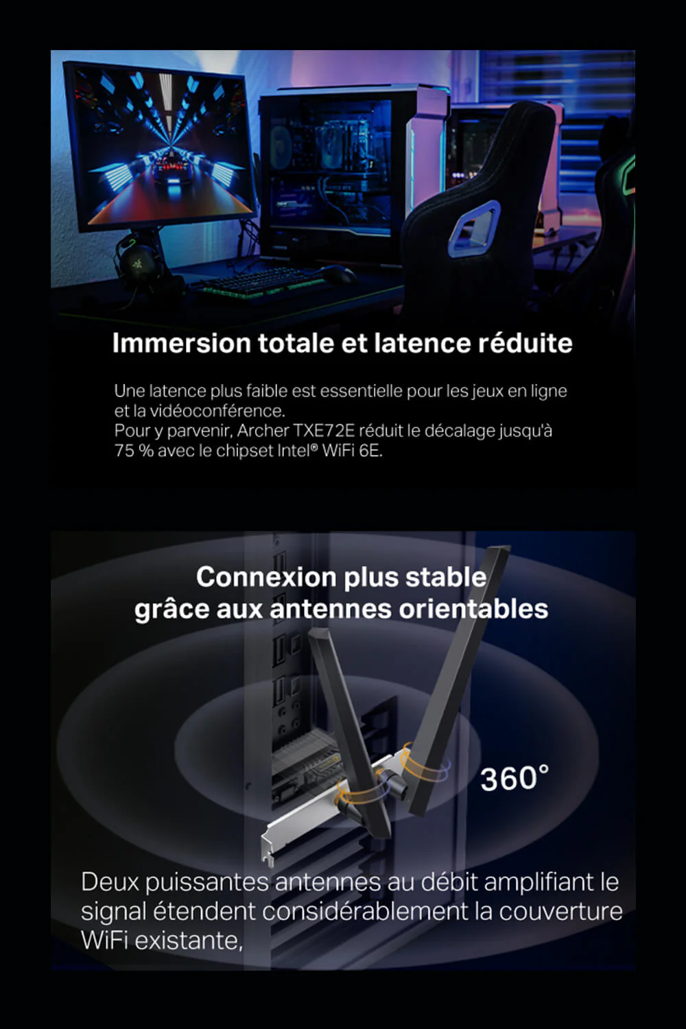 Carte WiFi 6E Interne Gigabit AXE5400 Tri-Bande PCI Express avec Bluetooth 5.3 - Archer TXE72E - Image 4