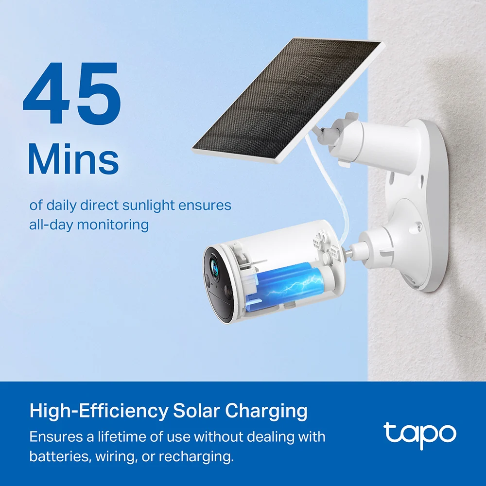 Panneau Solaire avec Support Caméra de Surveillance Tapo sur Batterie - Tapo A201 - Image 3