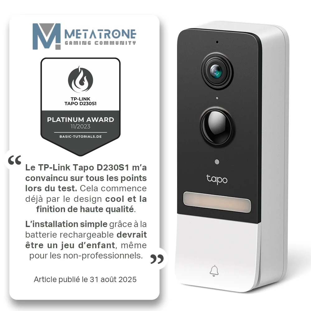 Sonnette Video Connectée sur Batterie avec Carillon 2K 5MP - Tapo D230S1 - Image 9