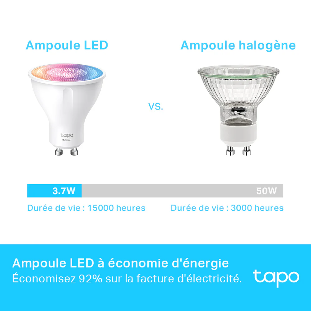Ampoule LED Connectée GU10 Blanc Chaud 350 Lumens - Tapo L610 - Image 3