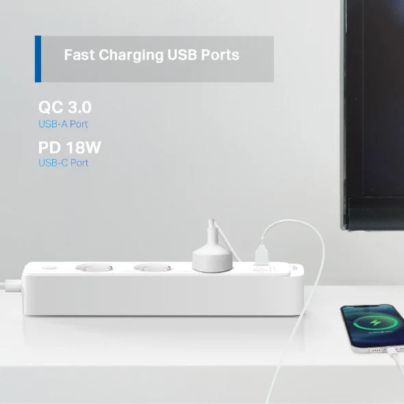 Multiprise Connectée 3 Ports avec 2 USB-A et 1 USB-C - Tapo P300 - Image 6