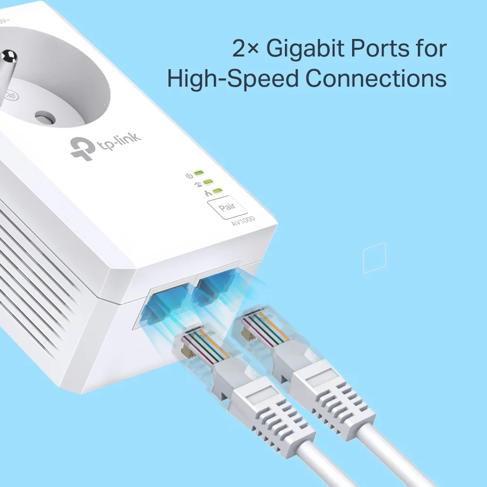 Lot de 2 prises CPL 1000 Mbps avec Ports Ethernet Gigabit AV1000 - TP-Link TL-PA7027P KIT - Image 3